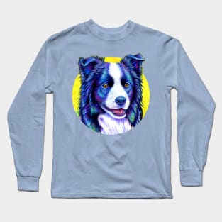 Colorful Border Collie Dog Long Sleeve T-Shirt